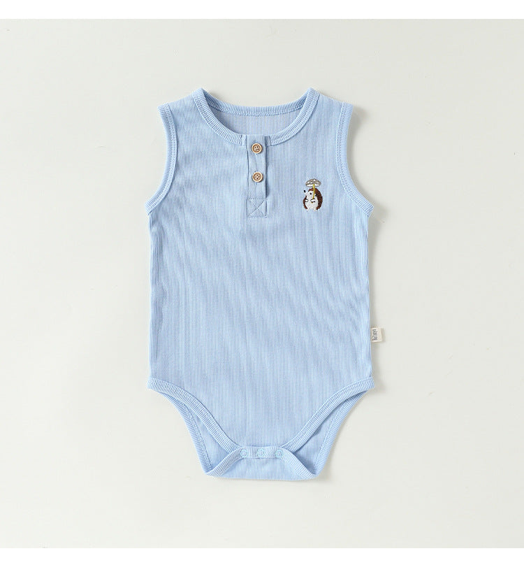 Embroidered Rib Romper 刺繍入り ノースリーブロンパース【mh0013038】