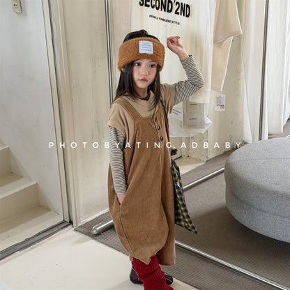 キッズ ワイド ルーズ フロントボタン サロペットパンツ【mh0014533】