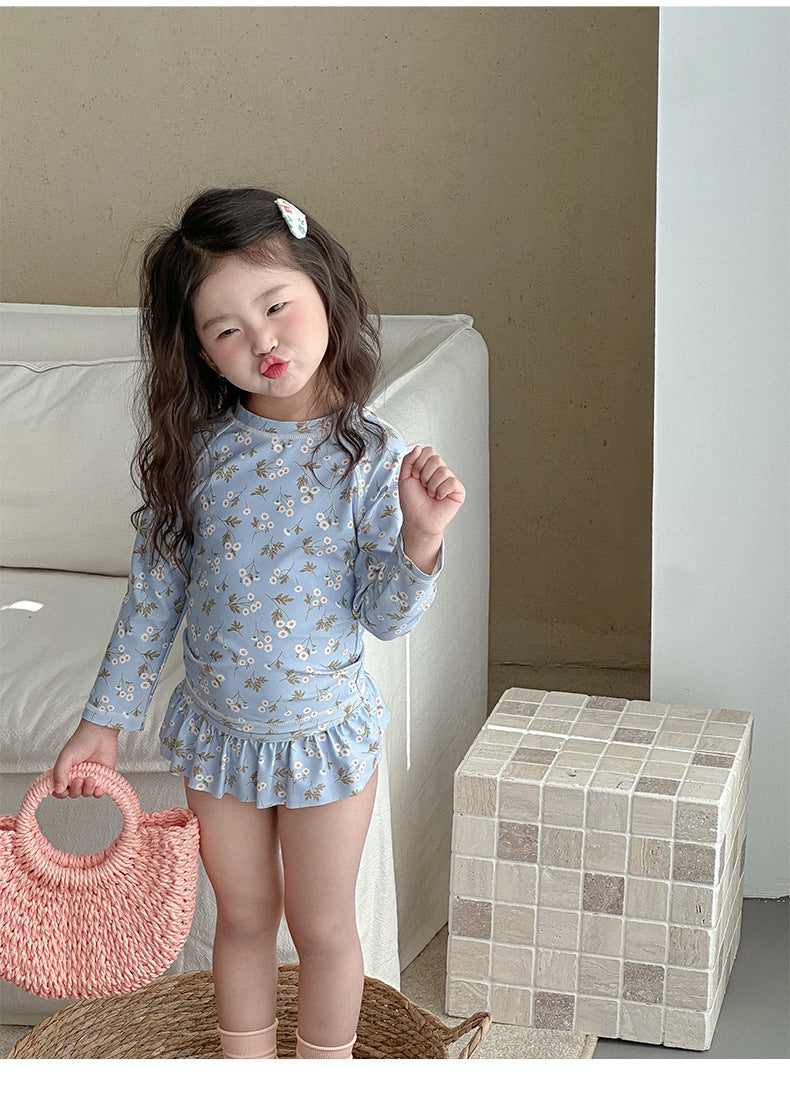 UPF50 Plus Floral Long Sleeve Swimsuit 花柄 ラッシュガード 3点セット【mh0012583】