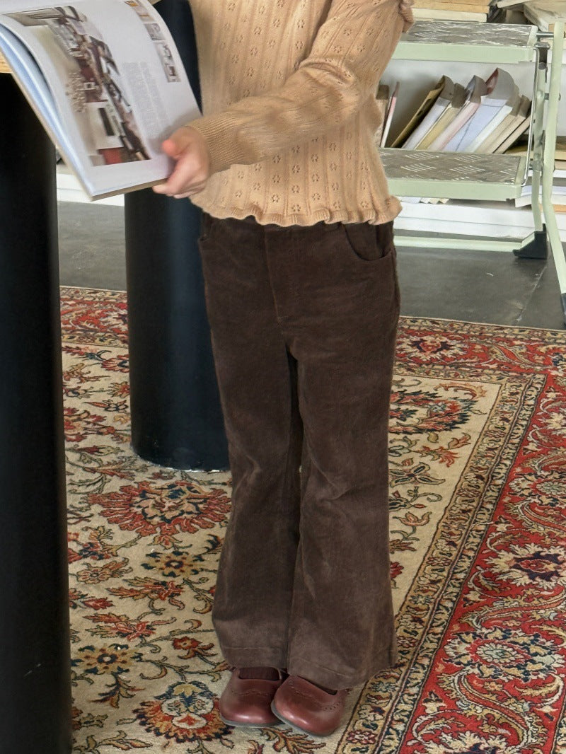 Kids' Corduroy Heart Pocket Straight Long Pants [mh0014084]