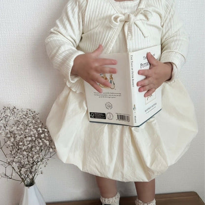 Ribbed Cardigan Balloon Skirt リブカーディガン スカート セット【mh0012501】