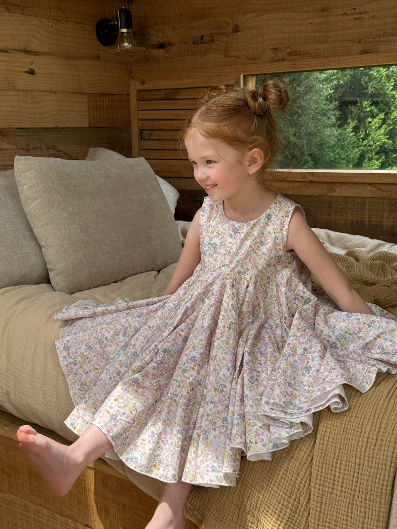 Vintage Floral Sleeveless Dress フローラル ノースリーブワンピース【mh0013241】