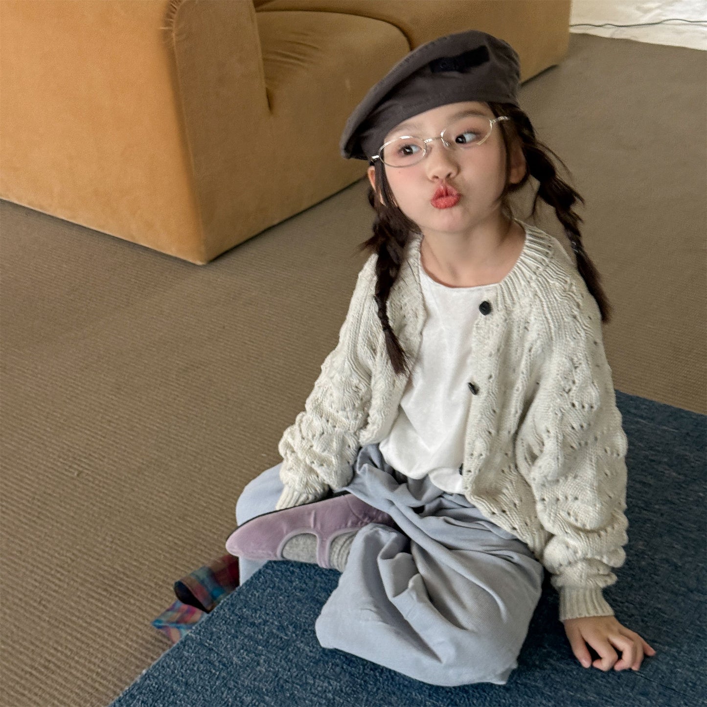 Kids' Openwork Long-Sleeve Knit Cardigan [mh0014055]