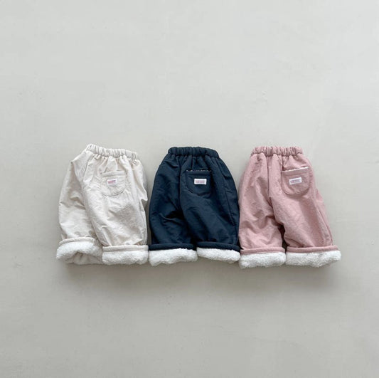 Pantalones largos con forro de borreguillo para bebés y niños 【mh0014654】