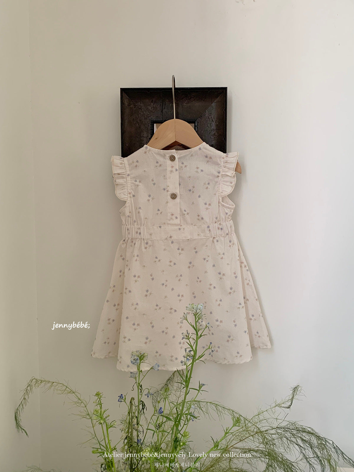 Floral Cotton Frill Dress 花柄 コットン 袖フリル ワンピース【mh0012550】