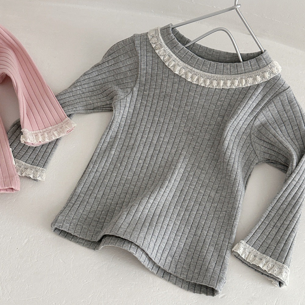 ベビー キッズ レース メロウ リブ 長袖Tシャツ【mh0014350】