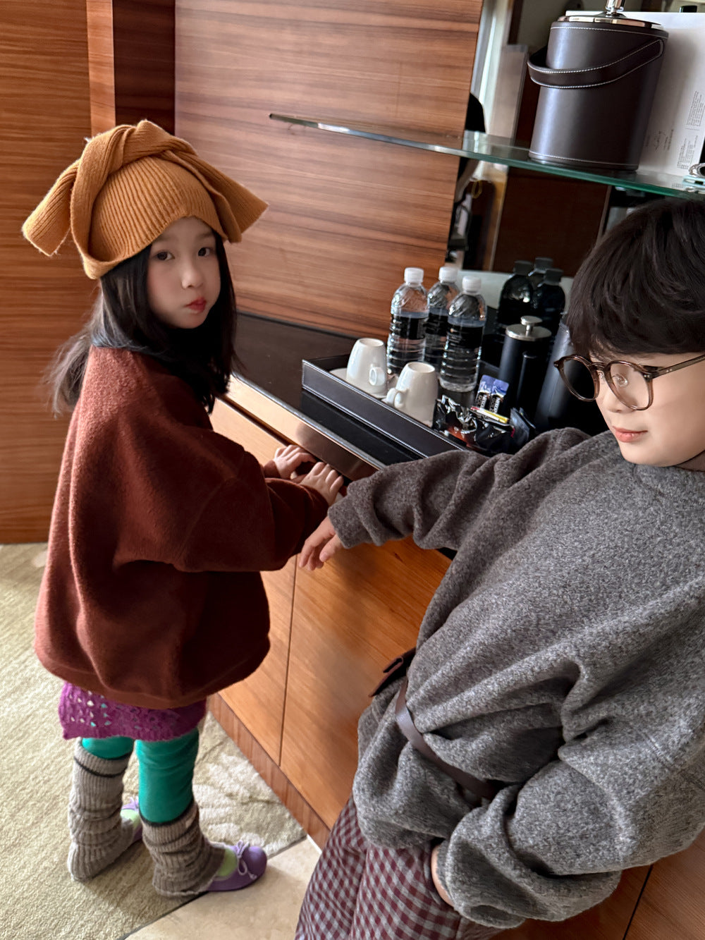 スウェットシャツ キッズ 裏起毛 厚手 クルーネック 無地 ルーズフィット トップス【mh0011683】