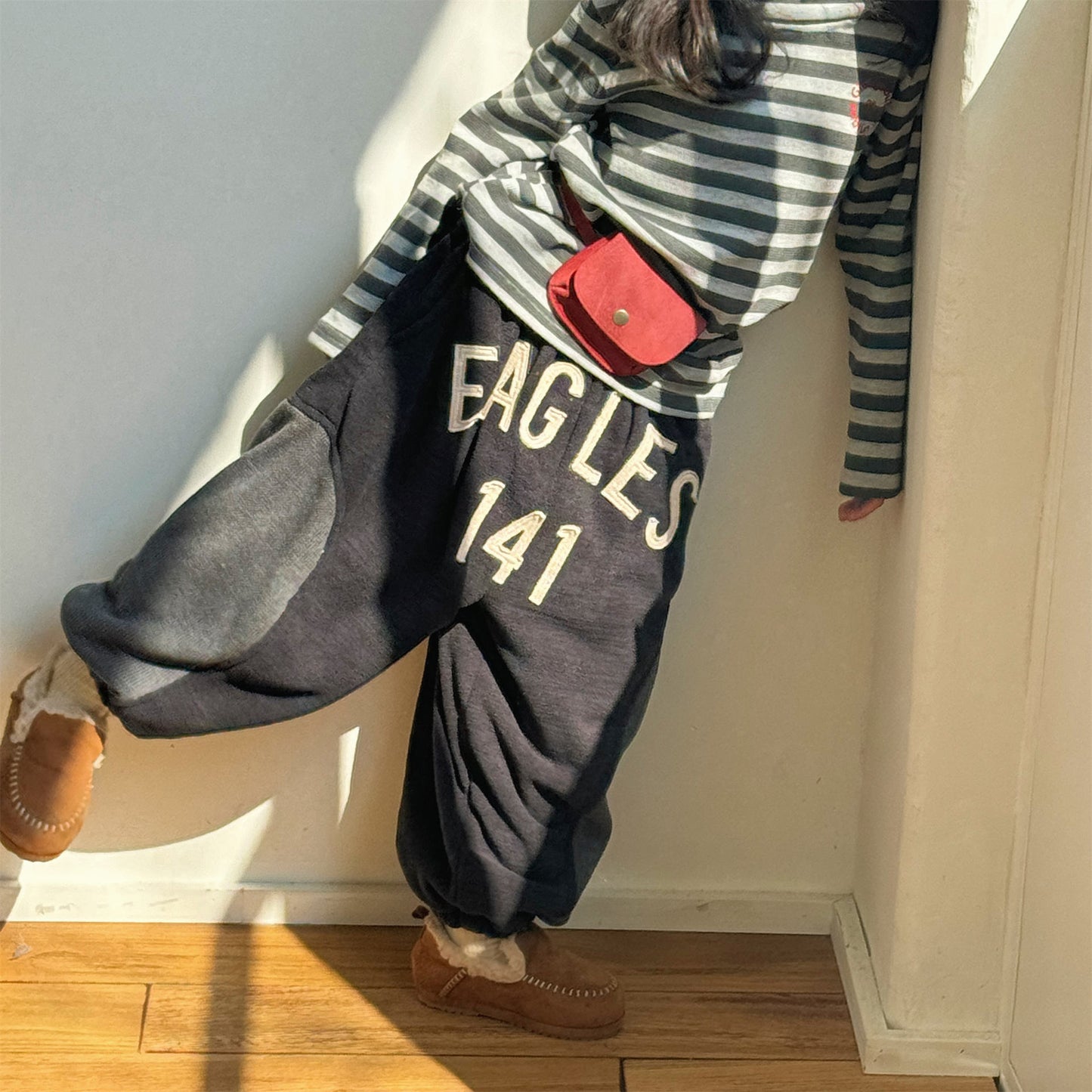 スウェットパンツ 裏ボア ビッグロゴ バイカラー ボリューム ボトムス【mh0011608】