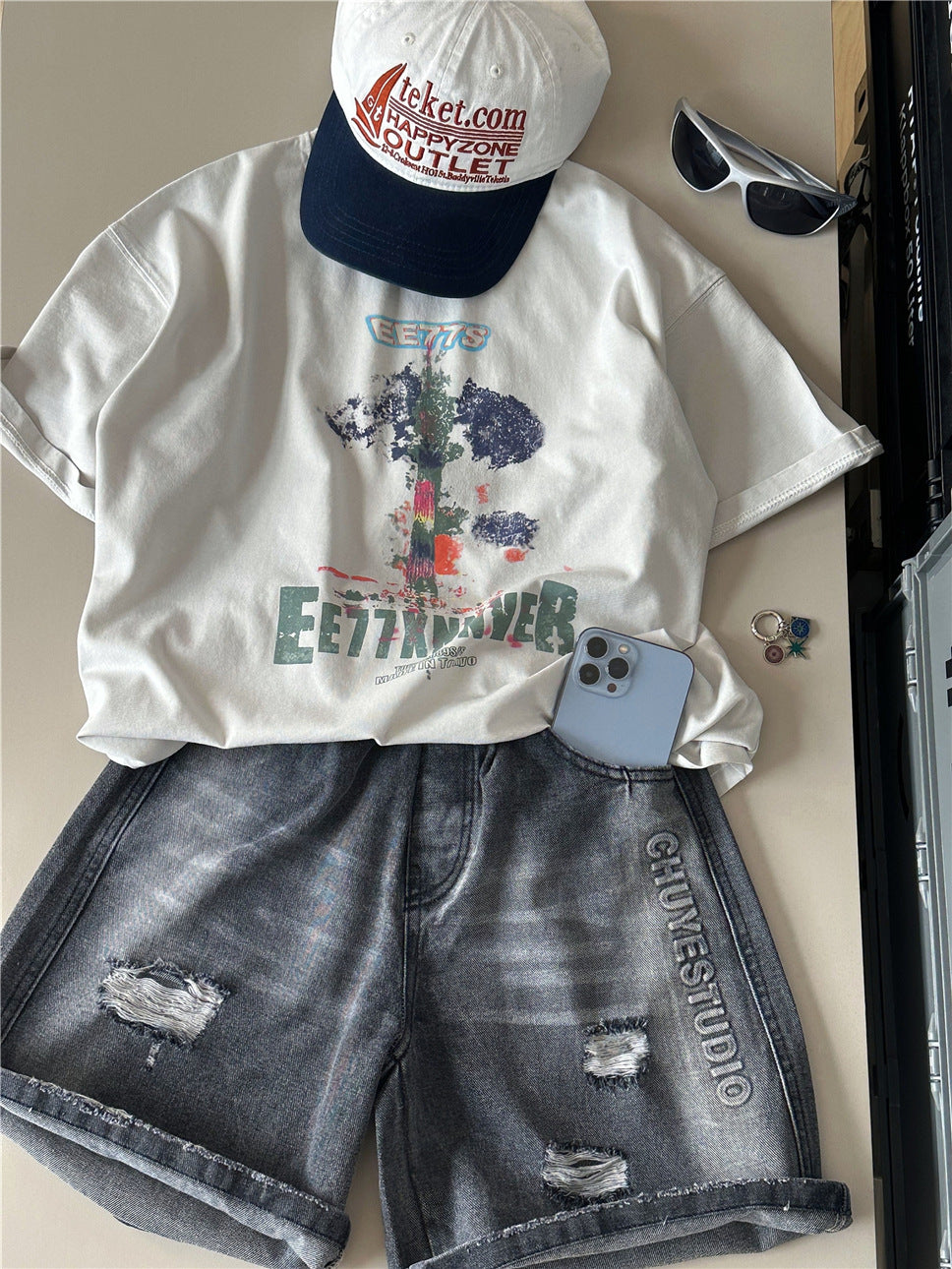 Abstract Art Graphic Tee グラフィックプリント 半袖Tシャツ【mh0012943】