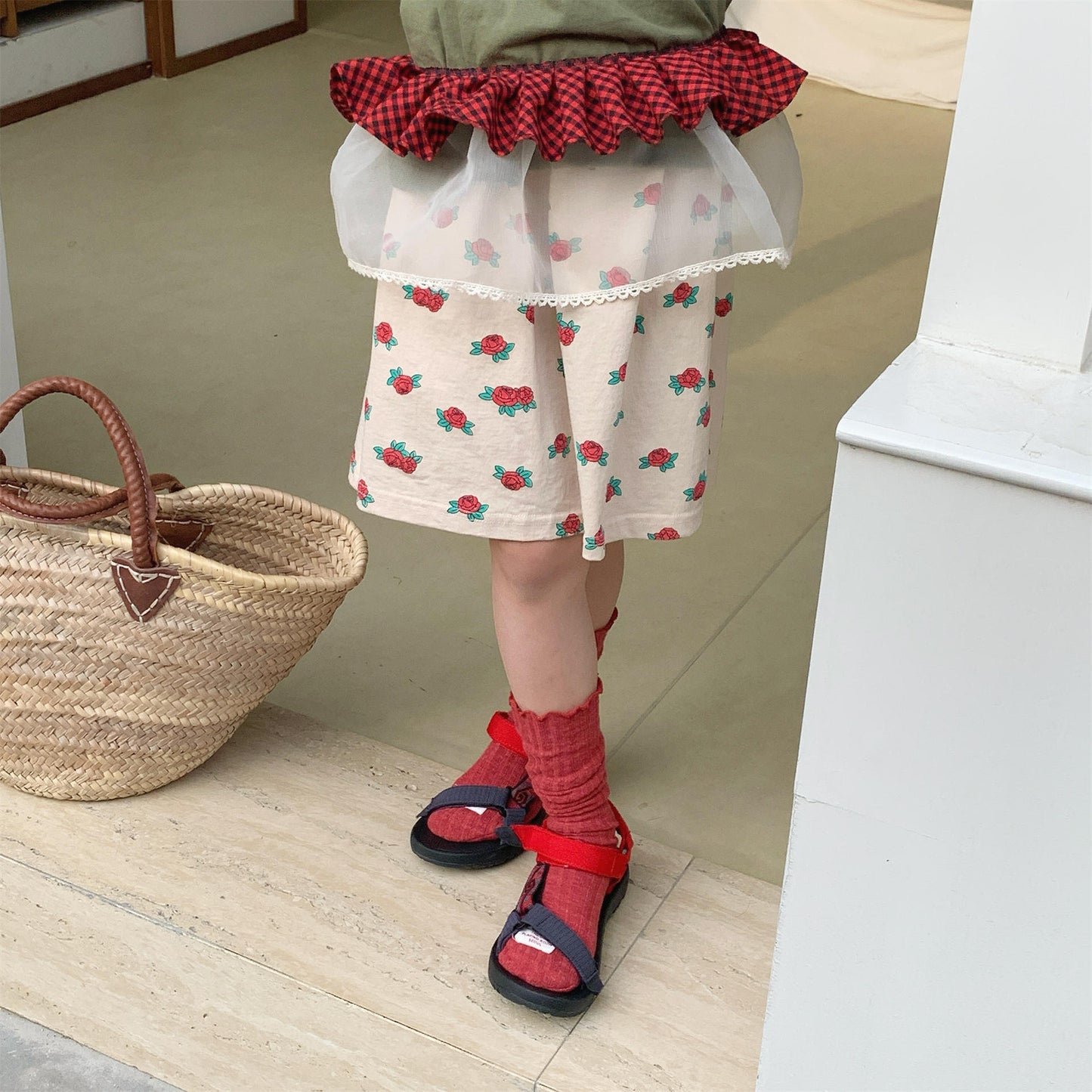 Rose Flower Graphic Cotton Skirt ローズ プリント コットン スカート【mh0012653】