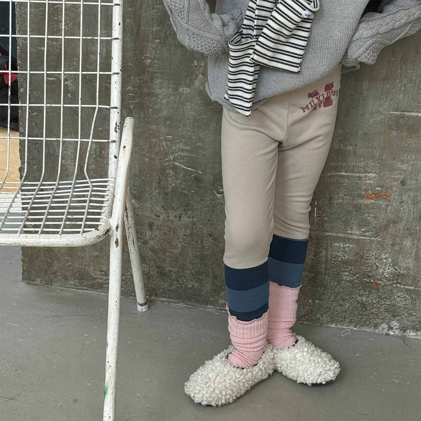 レギンスパンツ 裏起毛 バイカラー ドッキング リブ ボトムス【mh0011609】