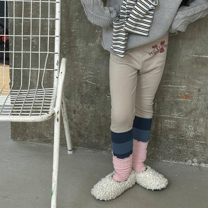 レギンスパンツ 裏起毛 バイカラー ドッキング リブ ボトムス【mh0011609】