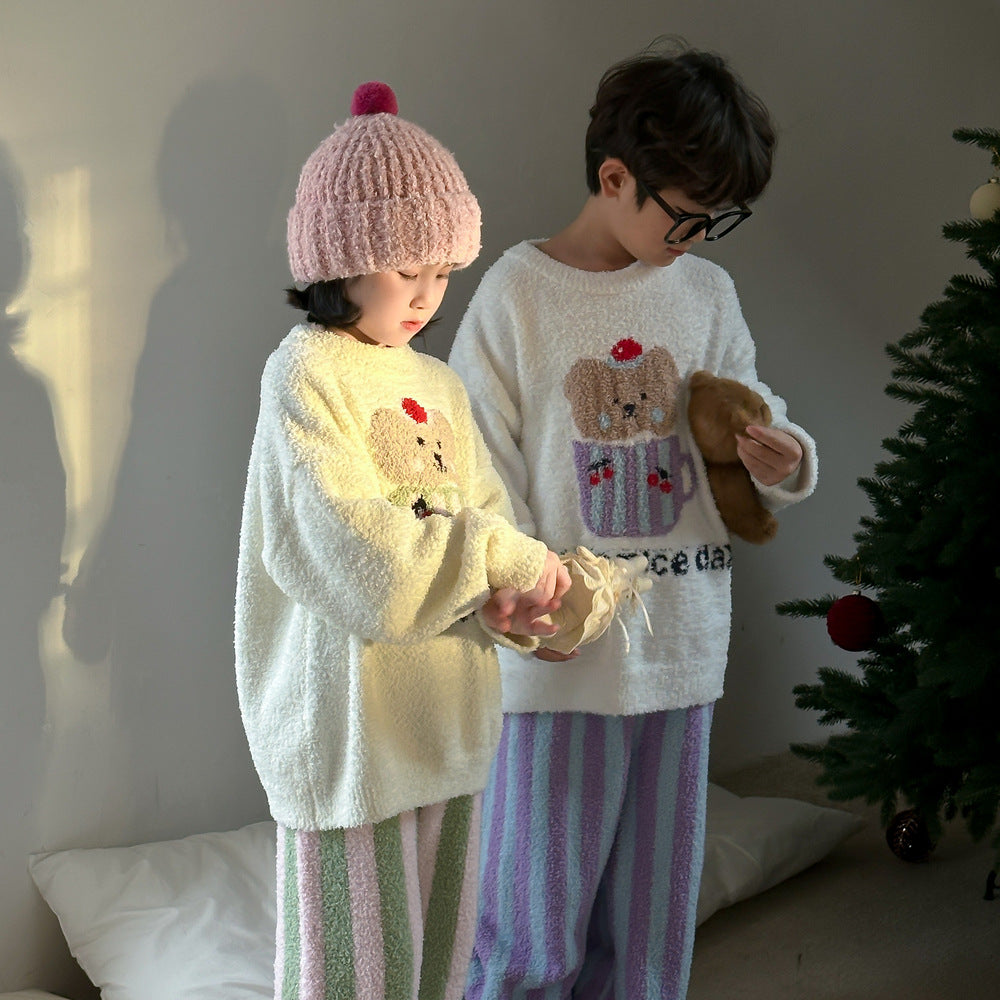 長袖パジャマセット もこもこ ベアくま ルームウェア【mh0011651】