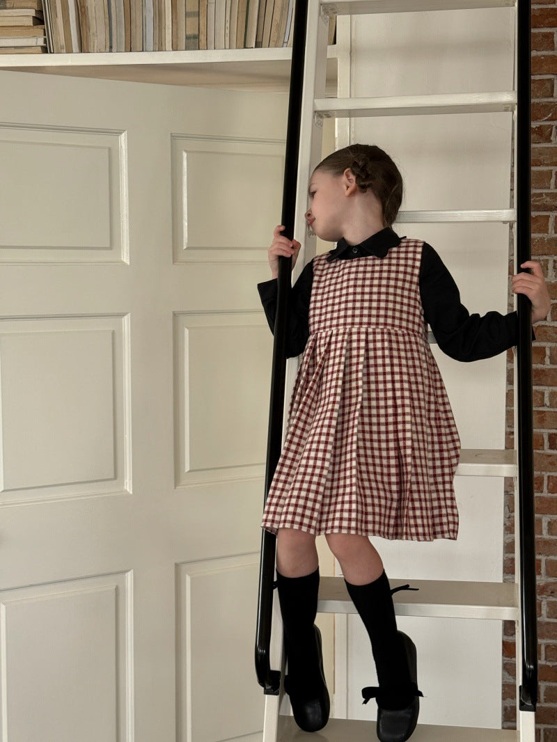 Kids' Plaid Pleated Sleeveless Jumper Dress
