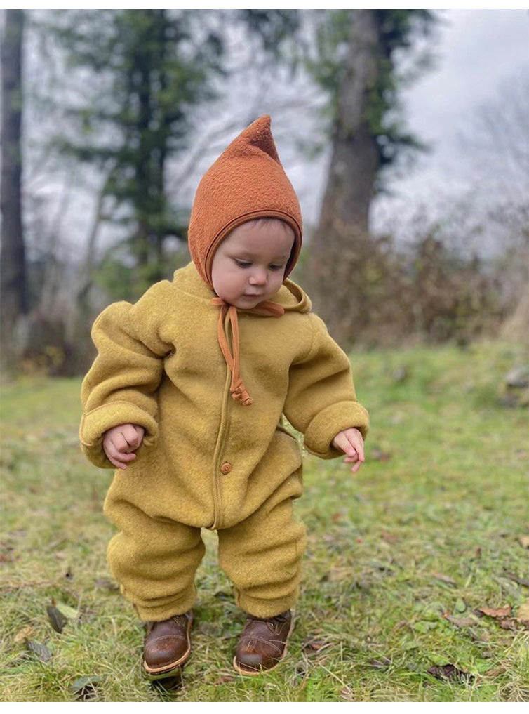 長袖フーディジャンプスーツ シンプルロンパース【mh0011704】