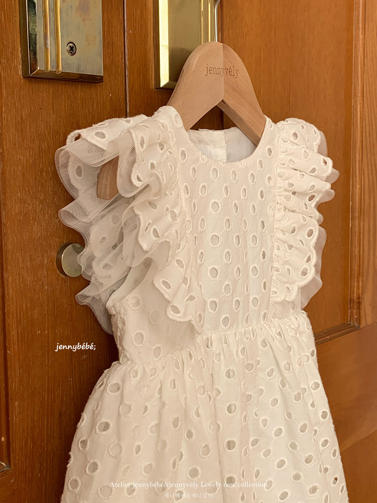 Eyelet Cotton Romper Dress コットン レース フリル袖 ロンパース ドレス【mh0012549】
