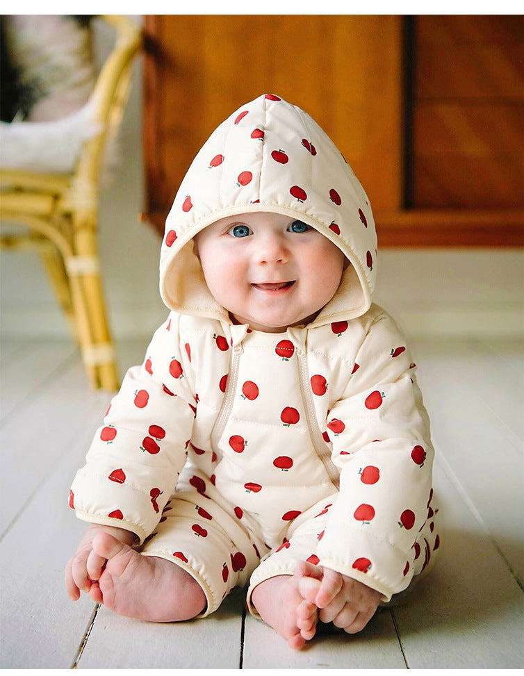 アウタージャンプスーツ プリント 中綿 厚手 フード付 キルティング【mh0011700】