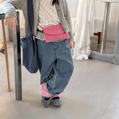 キッズ ドット ラッフル ドッキング デニム ロングパンツ【mh0014545】