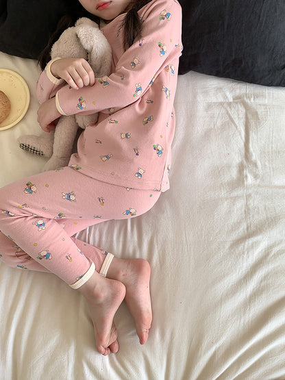 Long Sleeve Printed Pajamas 長袖 プリント パジャマ セット【mh0012243】