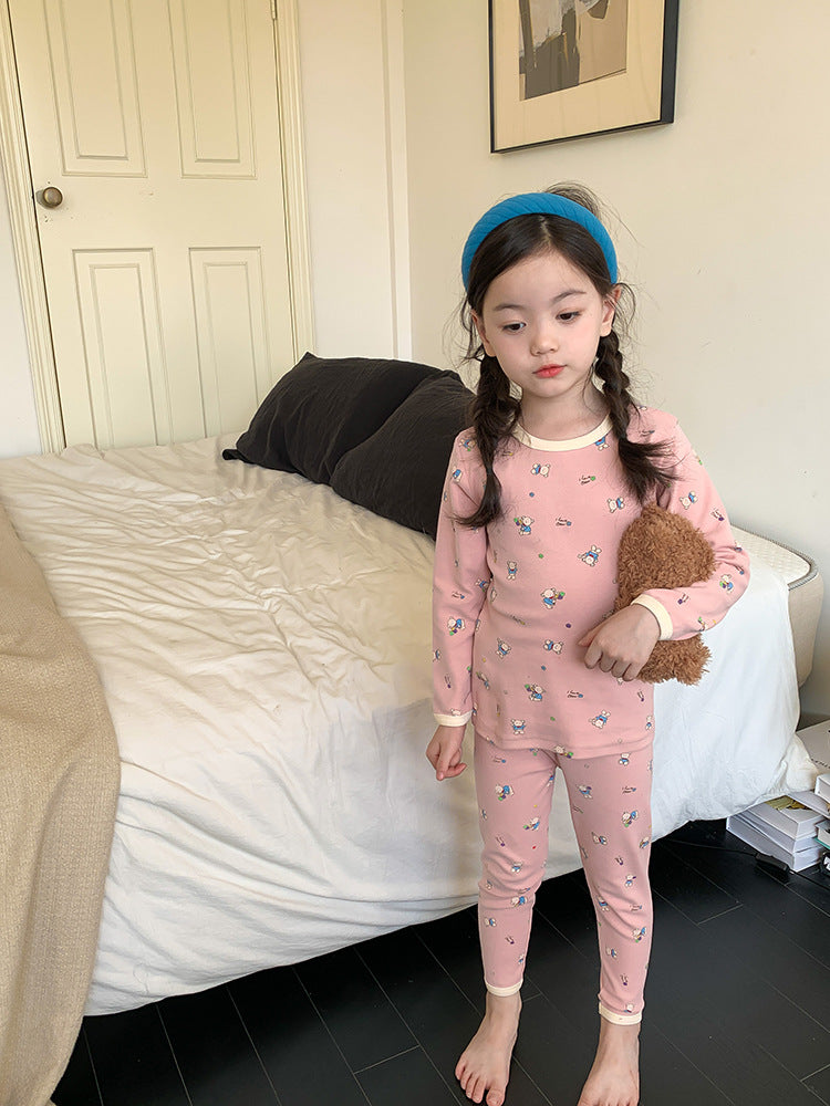 Long Sleeve Printed Pajamas 長袖 プリント パジャマ セット【mh0012243】