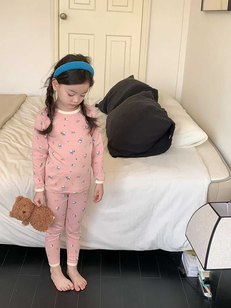 Long Sleeve Printed Pajamas 長袖 プリント パジャマ セット【mh0012243】