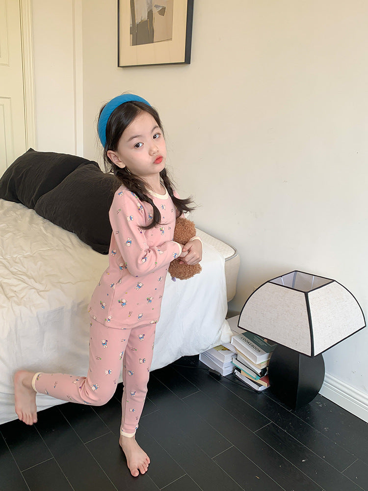 Long Sleeve Printed Pajamas 長袖 プリント パジャマ セット【mh0012243】