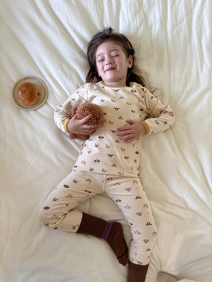 Long Sleeve Printed Pajama Set 長袖 プリント パジャマ セット【mh0012244】