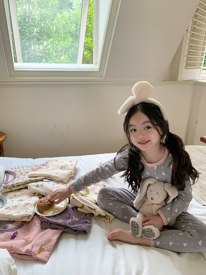 Long Sleeve Printed Pajamas 長袖 プリント パジャマ セット【mh0012243】