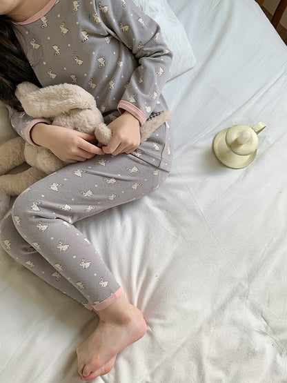 Long Sleeve Printed Pajamas 長袖 プリント パジャマ セット【mh0012243】