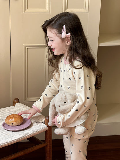 Long Sleeve Printed Pajama Set 長袖 プリント パジャマ セット【mh0012244】