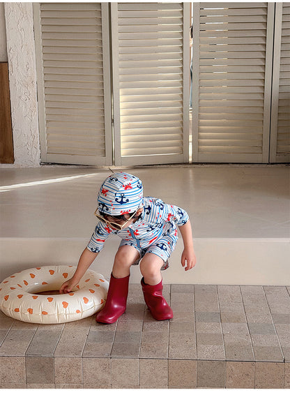 UPF50+ Printed Short Sleeve One-piece Swimsuit [mh0012587]