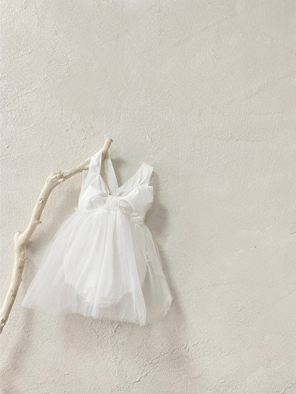Bow Back Tulle Romper Dress ビッグリボン ノースリーブ チュールロンパース【mh0012700】