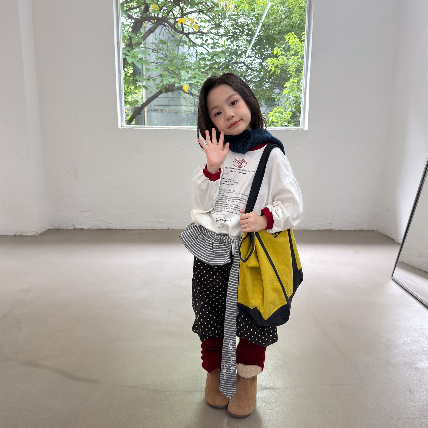 Kids' Color-Blocked Ringer Loose-Fit Letter-Printed Striped Long-Sleeved T-Shirt [mh0014062]
