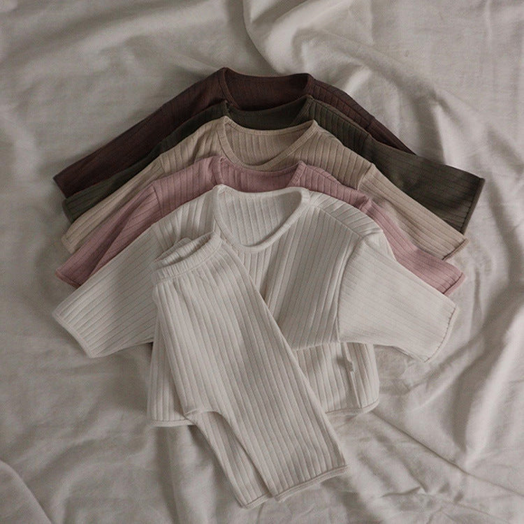 Wide Ribbed Long Sleeve Lounge Set リブ編み 長袖 セットアップ【mh0012674】