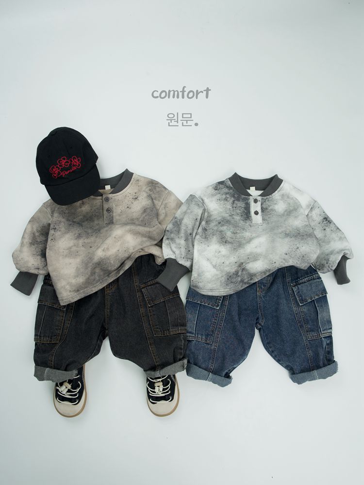 キッズ ステッチ ルーズ デニム カーゴパンツ【mh0014596】