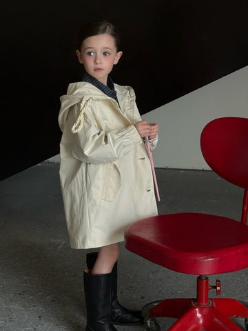Gabardina infantil con capucha, bolsillos y botones delanteros, manga larga [mh0014069]