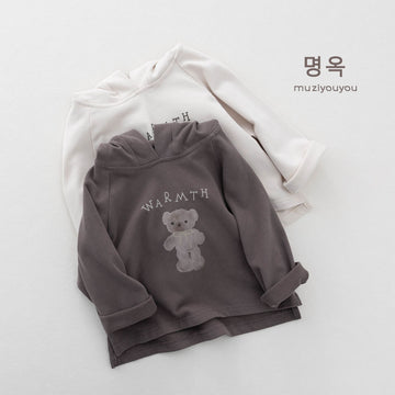 キッズ ベア レター プリント フード付き 長袖Tシャツ【mh0014181】
