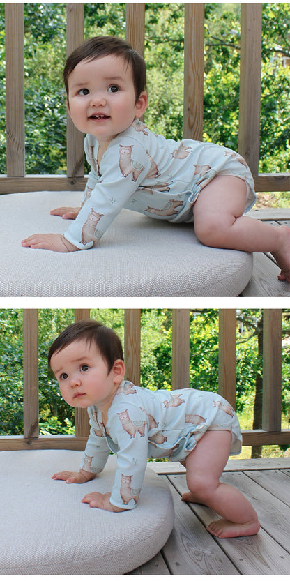 長袖肌着ロンパース/パンツ アニマル/星月プリント ボディスーツ【mh0011724】