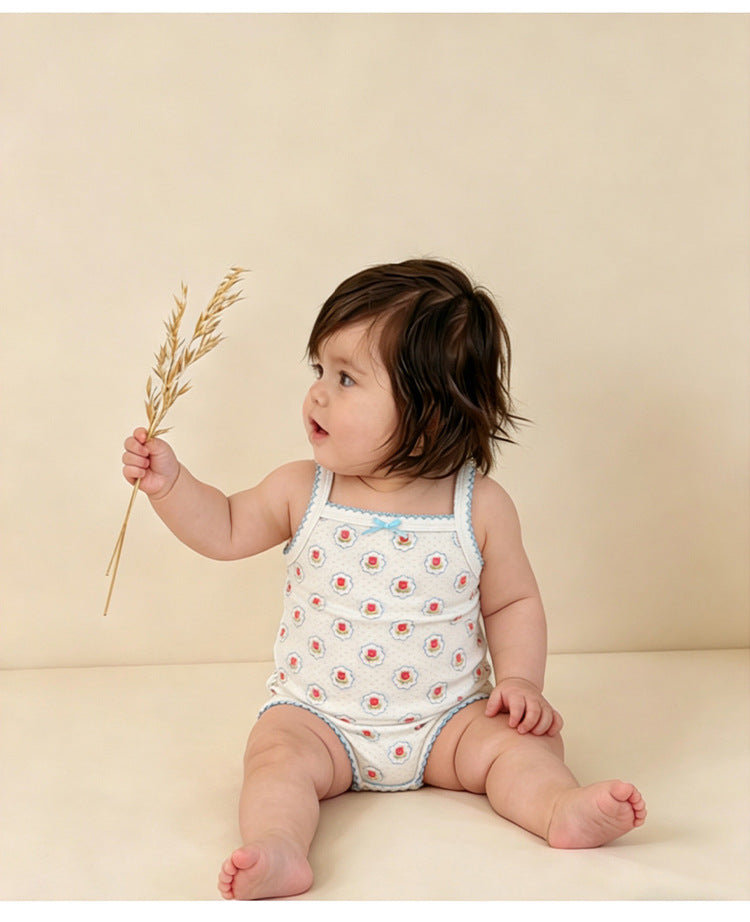 Printed Camisole Romper チェリー ストロベリー キャミソールロンパース【mh0013025】