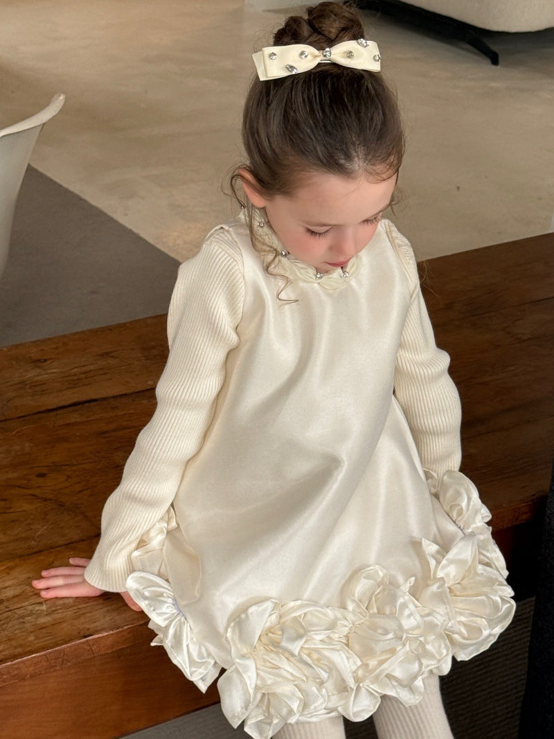 Kids' 3D Floral Ruffled Hem Sleeveless Dress [mh0014083]