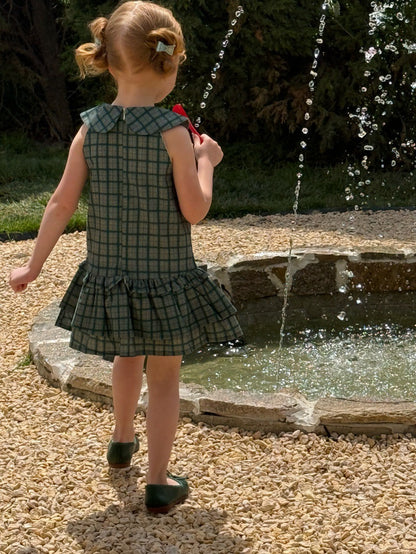 Plaid Sleeveless Doll Collar Dress チェック ノースリーブワンピース【mh0013245】