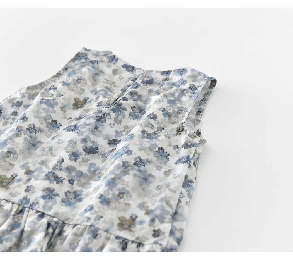 Vintage Floral Top フラワー ノースリーブチュニック【mh0012851】