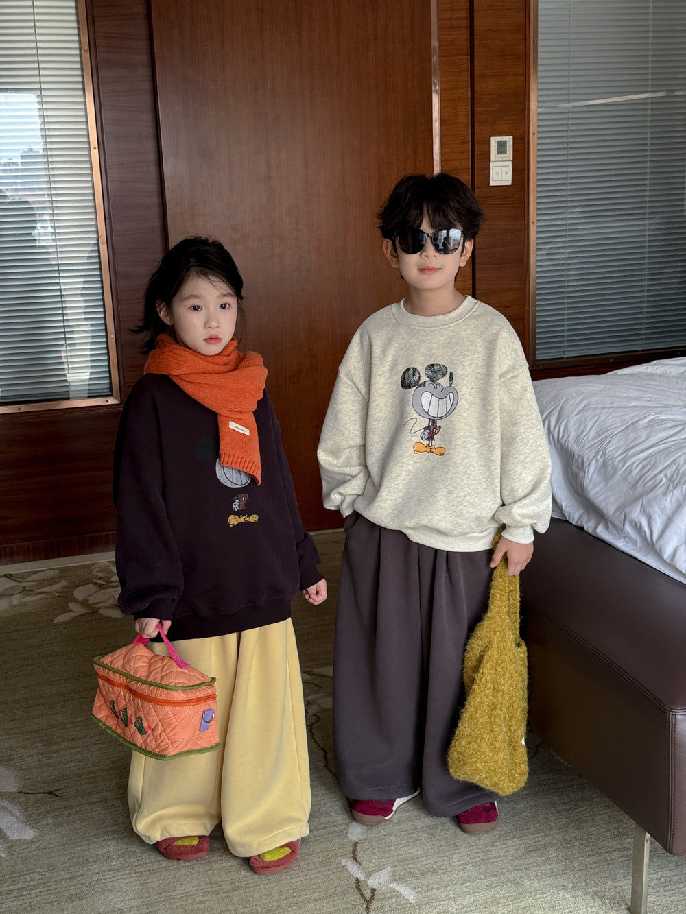 スウェットトレーナー キッズ 裏起毛 プルオーバー クルーネック 厚手 アート柄 トップス【mh0011657】