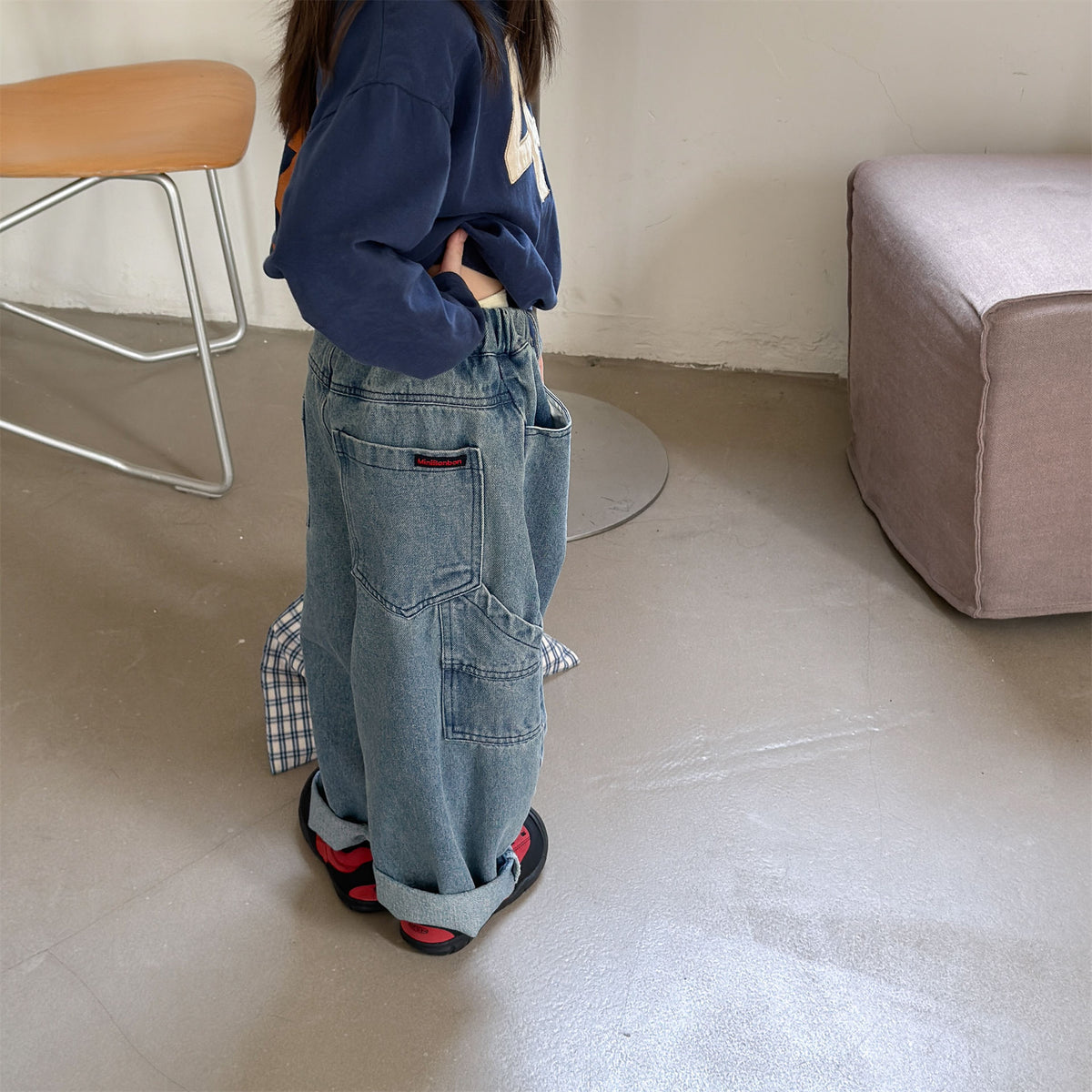 キッズ ドット柄 ルーズ デニムパンツ【mh0014337】