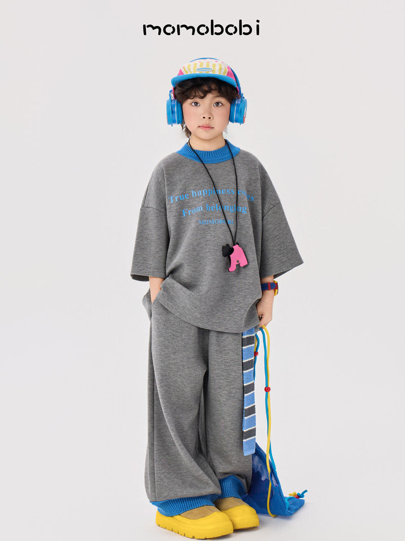 Contrast Rib Tee Long Pants ロゴTシャツ ロングパンツ セット【mh0013008】
