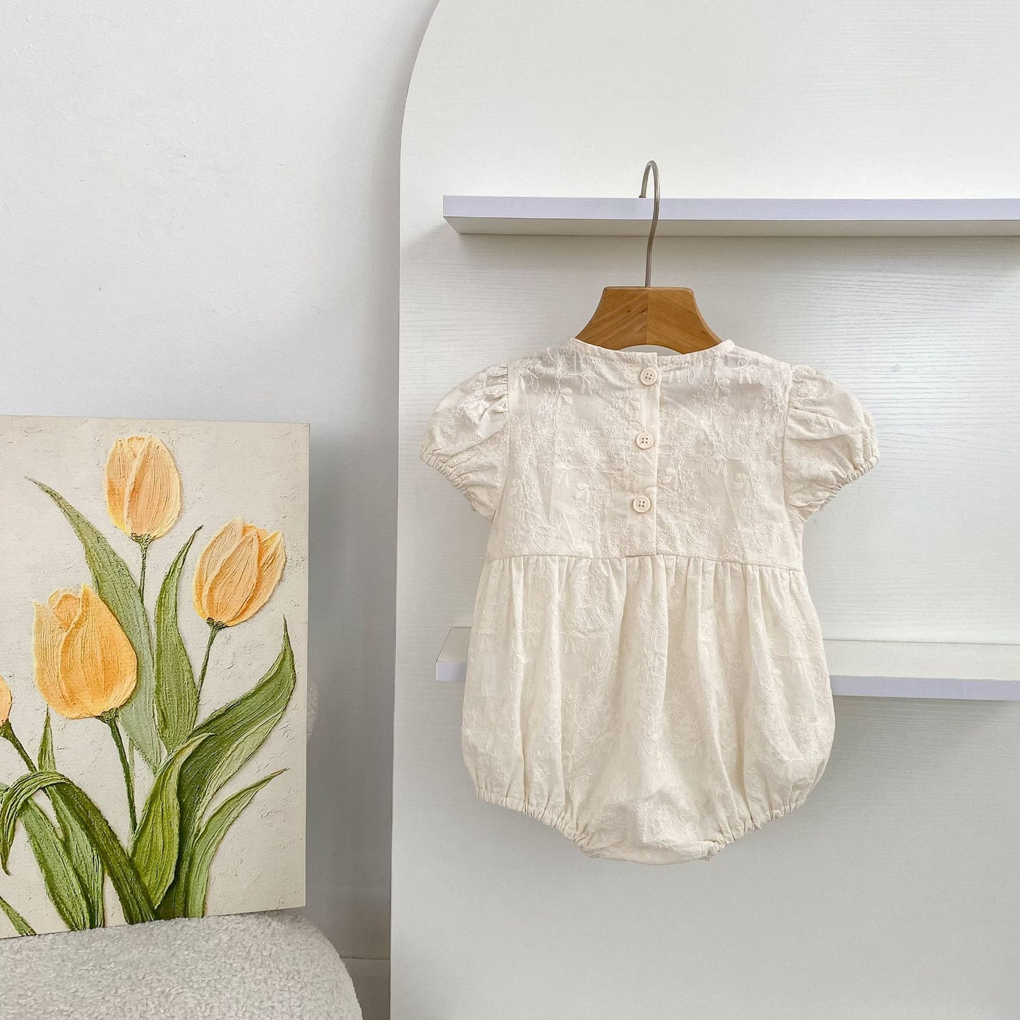 Embroidered Ruffle Romper And Blouse Shorts フリル ロンパース ブラウス ショートパンツ【mh0013163】