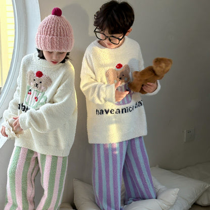 長袖パジャマセット もこもこ ベアくま ルームウェア【mh0011651】