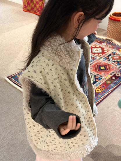 Children's Vest 2026 Winter Korean Style Double-Sided Plush Vest for Children's Floral Thickened Stand Collar Fleece Vest【mh0014695】
