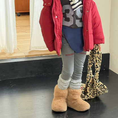 レギンスパンツ 裏起毛 ロゴ刺繍 ドッキング リブ ボトムス【mh0011611】