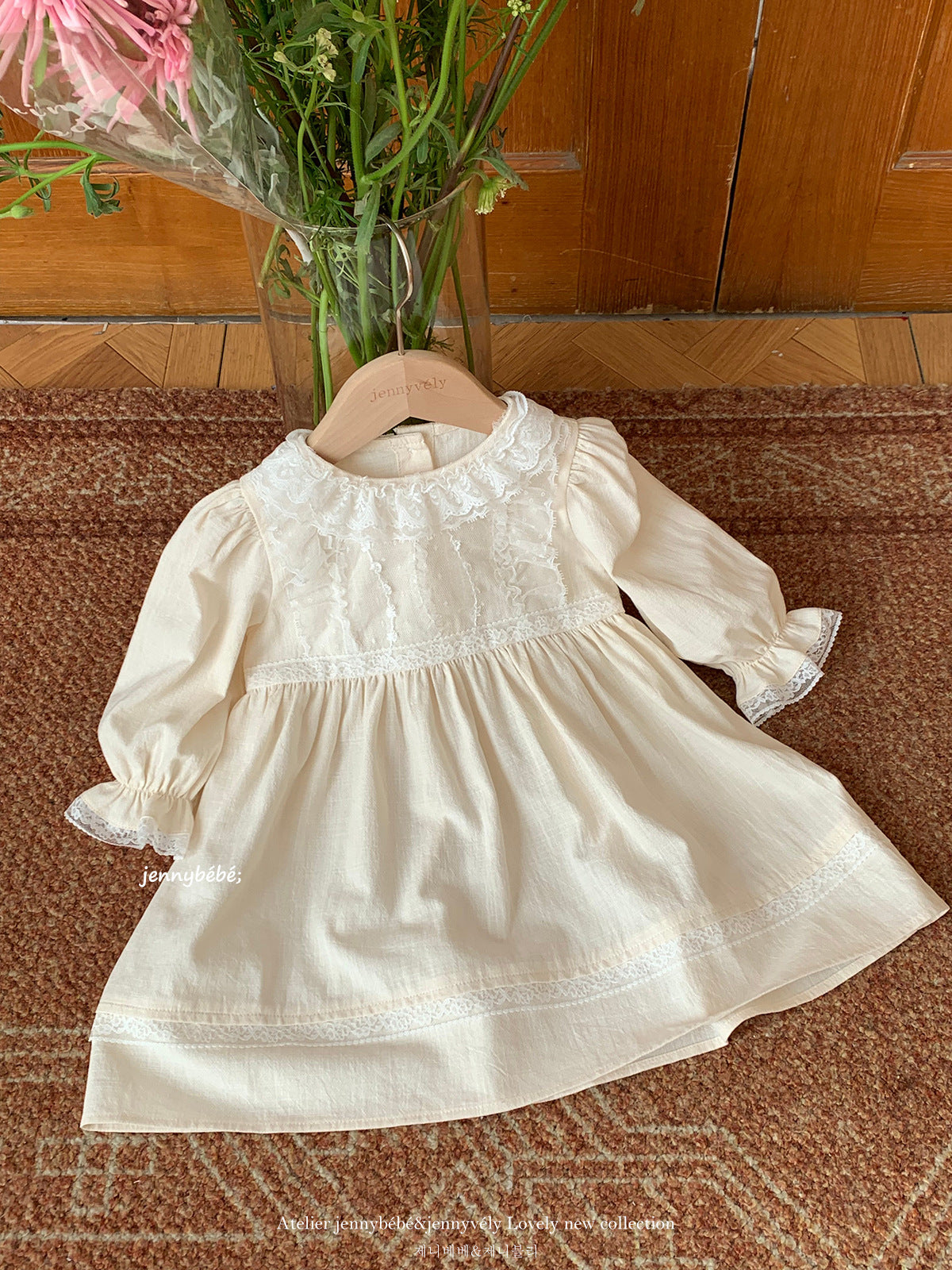 Lace Collar Cotton Romper Dress レース 襟付き コットン ロンパース ドレス【mh0012551】